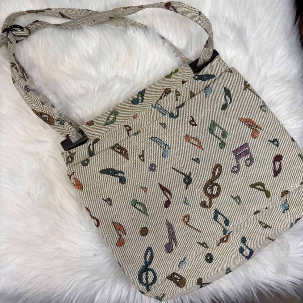 Vintage - Toby Weston -‎ Tapestry Knitting Purse Tote Shoulder Bag Music Notes